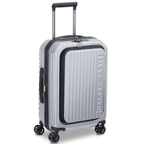 Delsey Securtime Zip 55 cm Top Opening 4-Wheel Expandable Cabin Suitcase - Silver