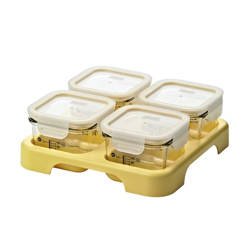 Glasslock 4 Piece Baby Food Container Set with Tray