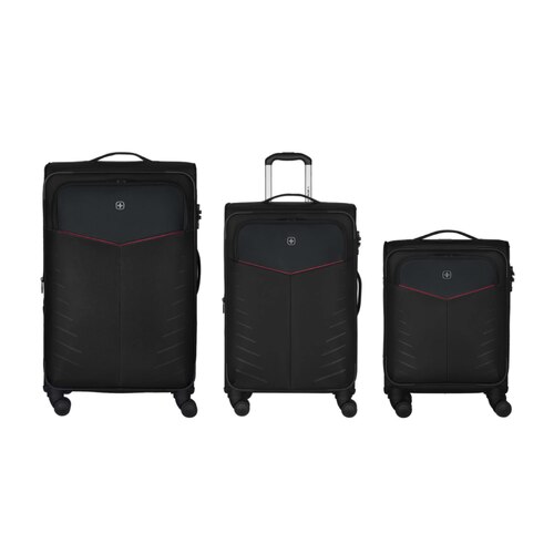 Wenger Syght Softside 4-Wheel Expandable Suitcase Set of 3 - Black (Small, Medium & Large)