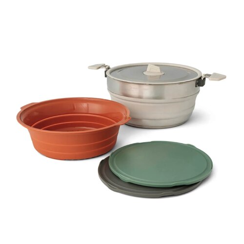 Sea To Summit Detour Essentials Camp Kitchen 4 Piece Kit  (5L Pot Set with Colander and Cutting Boards)