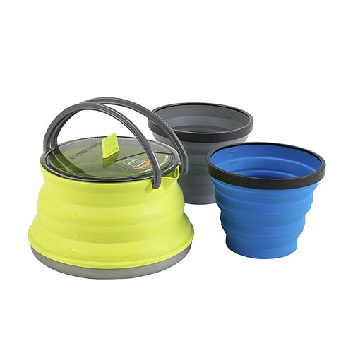 Sea to Summit X-Set 11 - 1.3L X-Pot Collapsible Kettle and 2 X-Mugs - Lime / Blue / Grey