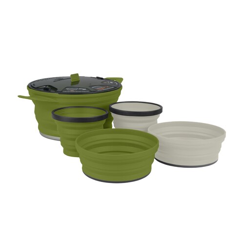 Sea to Summit X-Set 31- 2.8L Collapsible Cooking Pot, 2 X-Bowls and 2 X-Mugs - Olive