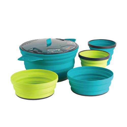 Sea to Summit X-Set 31 - 2.8L Collapsible Cooking Pot, 2 X-Bowls, 2 X-Mugs and Storage Sack - Pacific Blue