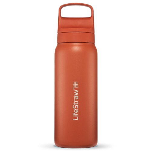 LifeStraw Go 2.0 - 700ml Stainless Steel Water Filter Bottle - Kyoto Orange