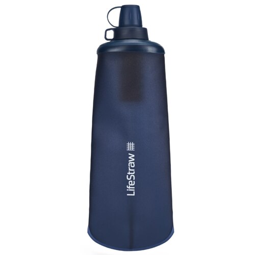 LifeStraw Peak 1L Collapsible Squeeze Bottle with Filter - Mountain Blue