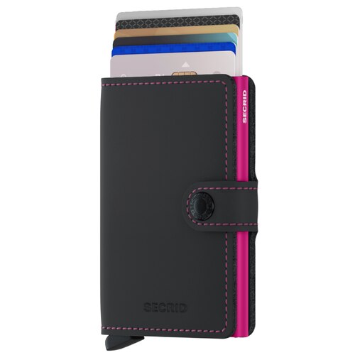 Secrid Miniwallet Compact RFID Wallet - Matte Black / Fuchsia