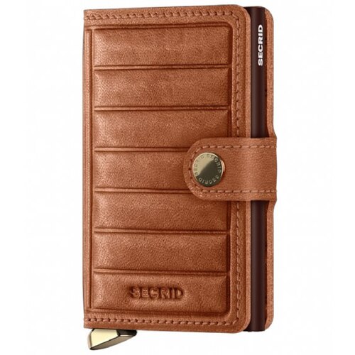 Secrid Premium Miniwallet Compact RFID Wallet - Emboss Lines Cognac