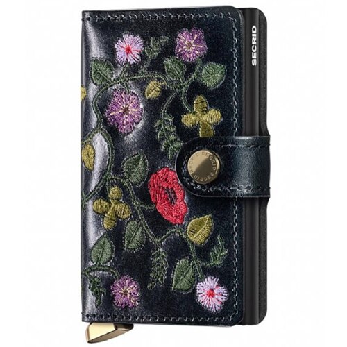 Secrid Premium Miniwallet Compact RFID Wallet - Stitch Floral Black