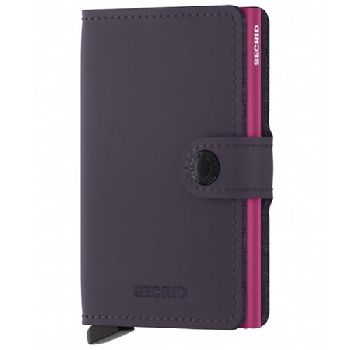 Secrid Miniwallet Compact RFID Wallet - Matt Dark Purple / Fuchsia