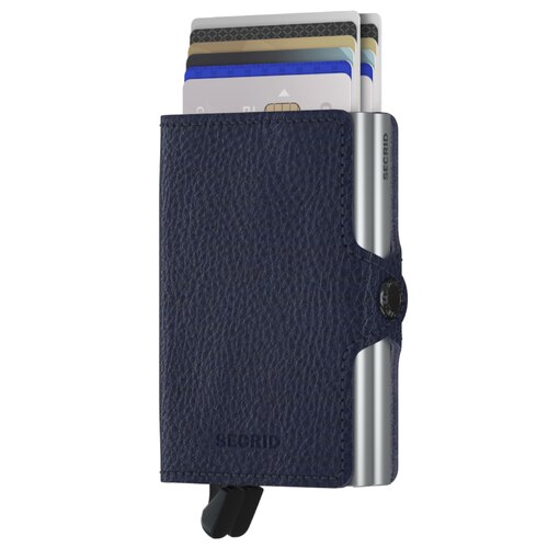 Secrid Twinwallet Compact Wallet - Veg Tanned - Navy/Silver