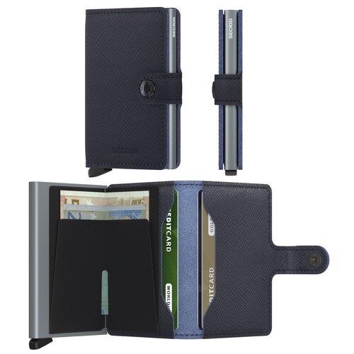 Secrid Miniwallet Compact Wallet - Saffiano Navy