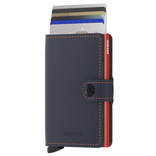 Secrid Miniwallet Compact Wallet Matte - Night Blue / Orange