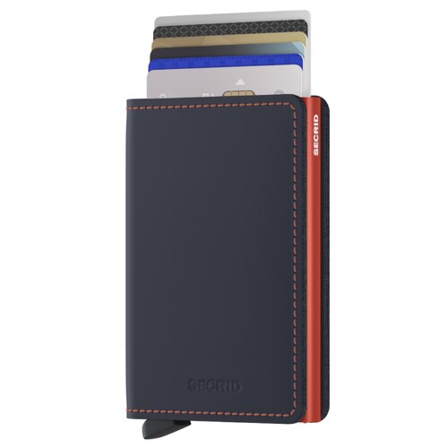 Secrid Slimwallet - Compact Wallet - Matte Leather - Night Blue / Orange