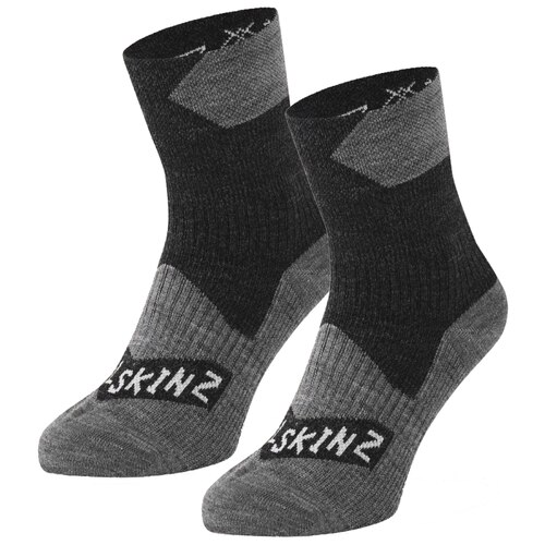 Sealskinz Waterproof All Weather Ankle Length Socks - Black / Grey Marl - Large