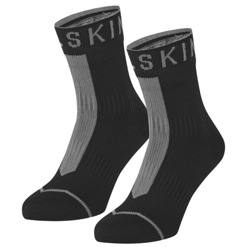 Sealskinz Waterproof All Weather Ankle Length Sock with Hydrostop - Black / Grey - Small