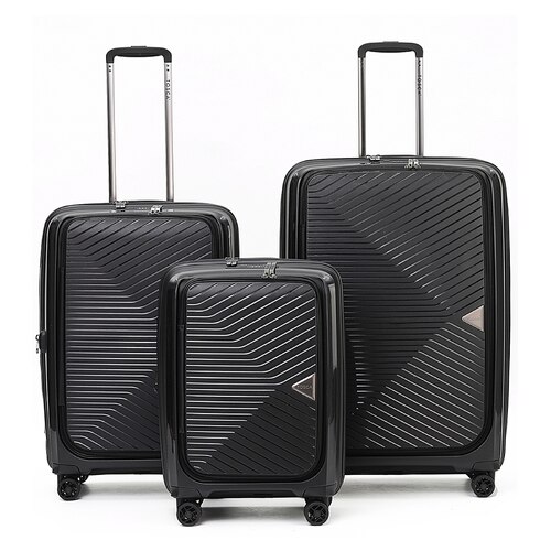 Tosca Space-X 4 Wheel Expandable Suitcase Set of 3 - Black (Small, Medium & Large)