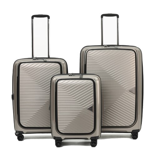 Tosca Space-X 4 Wheel Expandable Suitcase Set of 3 - Champagne (Small, Medium & Large)