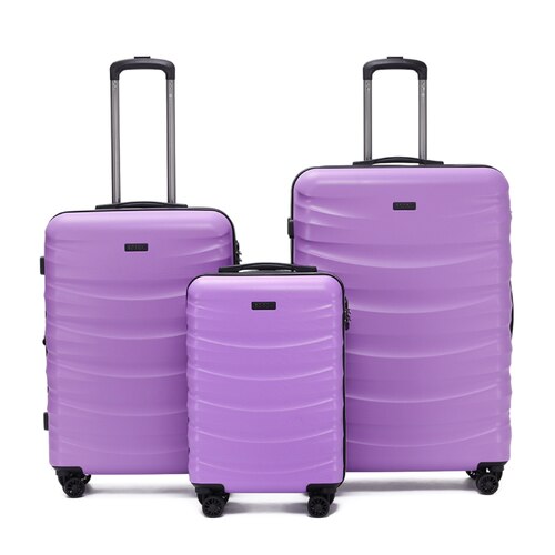 Tosca Interstellar 4-Wheel Expandable Suitcase Set of 3 - Violet (Small, Medium & Large)