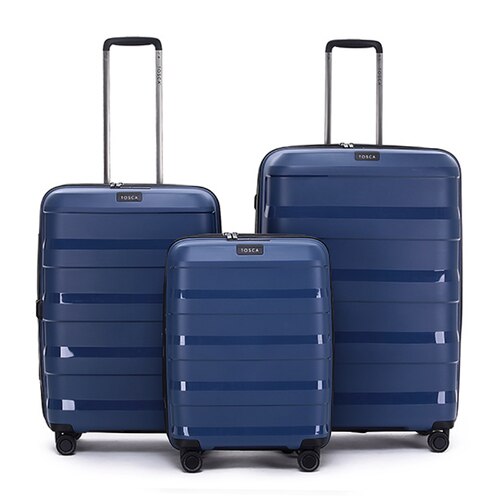 Tosca Comet 4-Wheel Expandable Suitcase Set of 3 - Storm Blue (Small, Medium & Large)