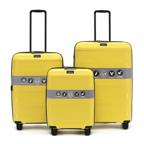 Tosca Comet 4-Wheel Expandable Suitcase Set of 3 - Yellow (Small, Medium & Large)