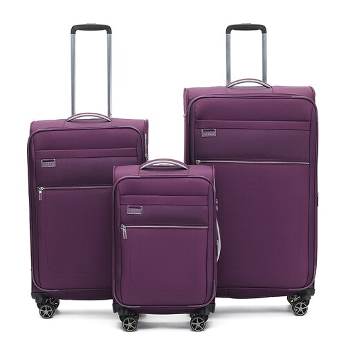 Tosca Vega 4-Wheel Spinner Suitcase Set of 3 - Plum (Small